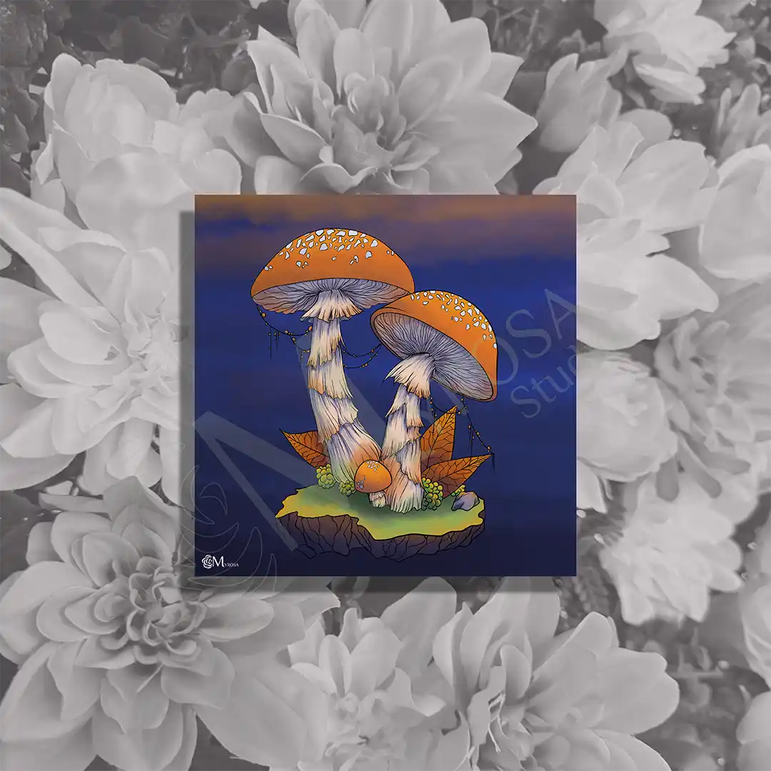 champignon triadique carré Affiche couleur – Myrosa Studio