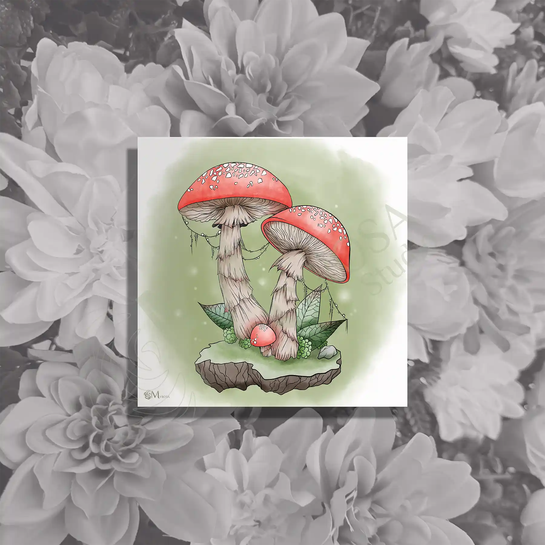 champignon pastel carre Affiche couleur – Myrosa Studio