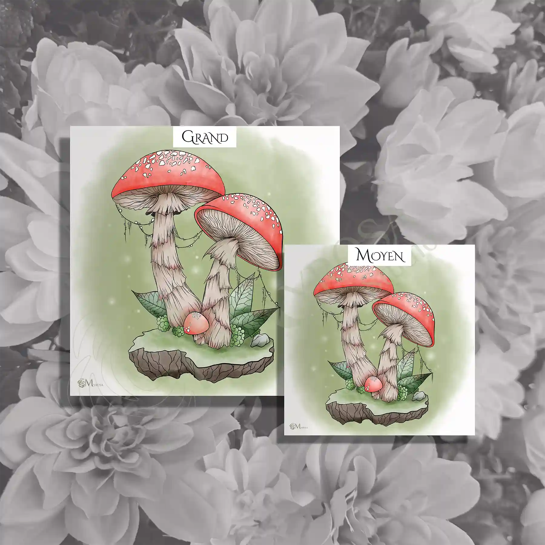 champignon pastel carre 2 Affiche couleur – Myrosa Studio