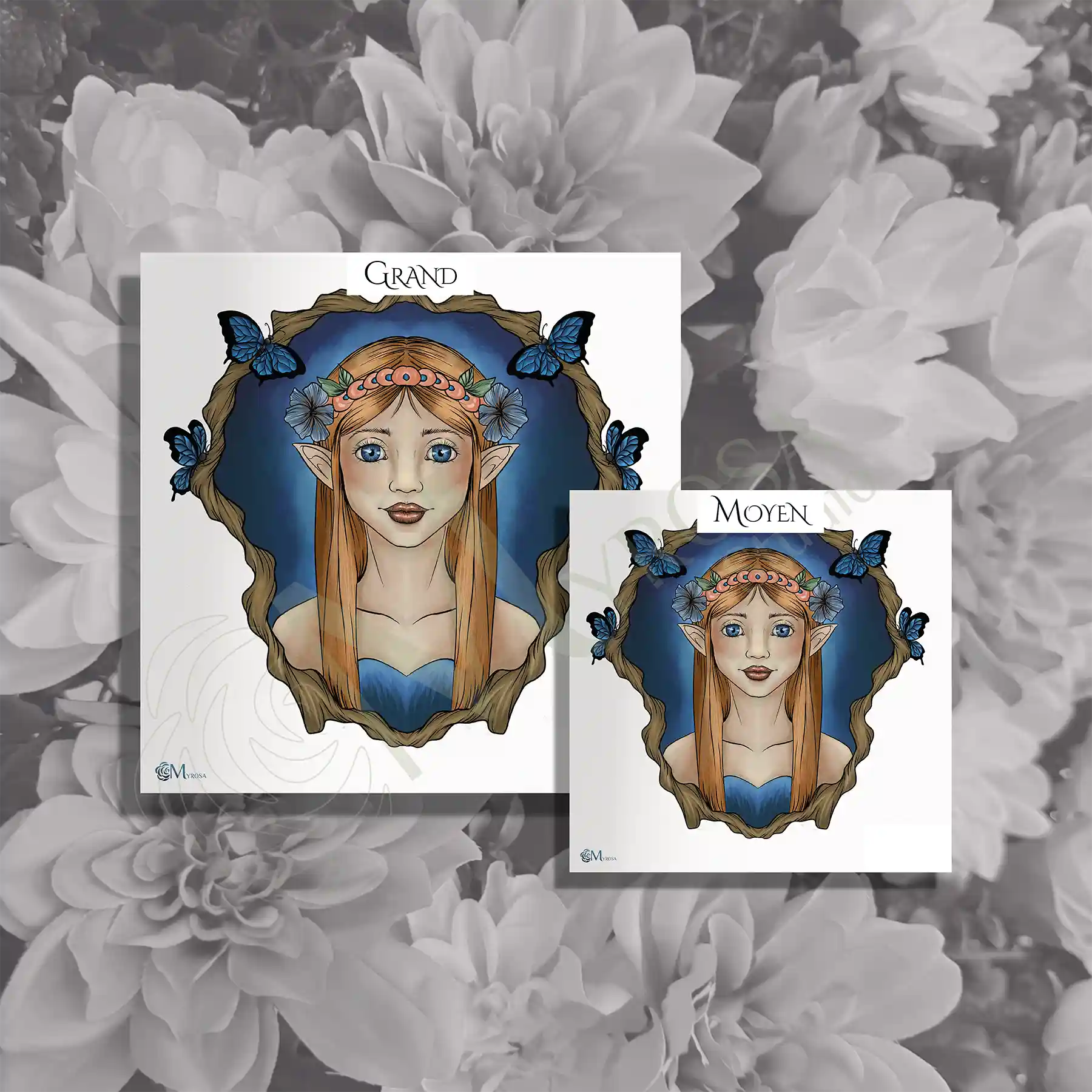 portrait papillons carré 2 Affiche couleur – Myrosa Studio