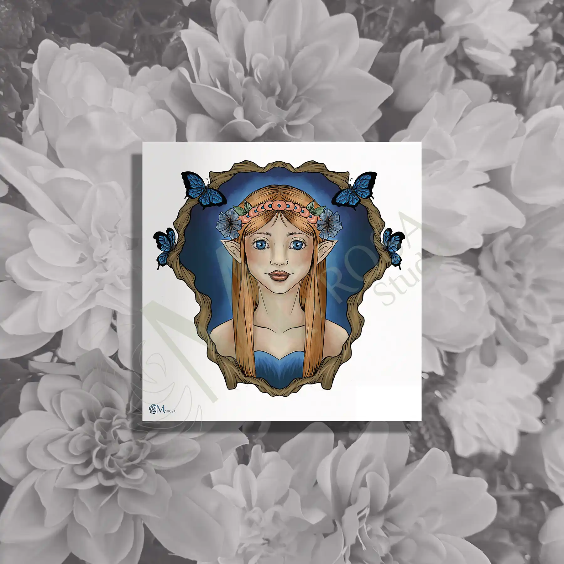 portrait papillons carré Affiche couleur – Myrosa Studio