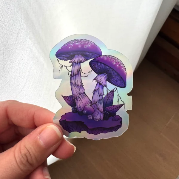stickers champignons holographiques